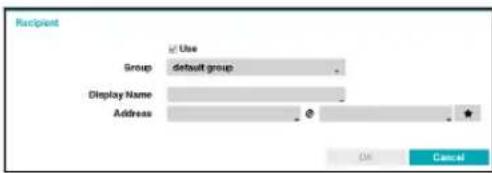 Recipient Use Group default group Display Name Address OK Cancel