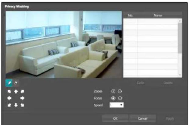 Privacy Masking No. Name Zooms Focus Speed OK Cancel Apply