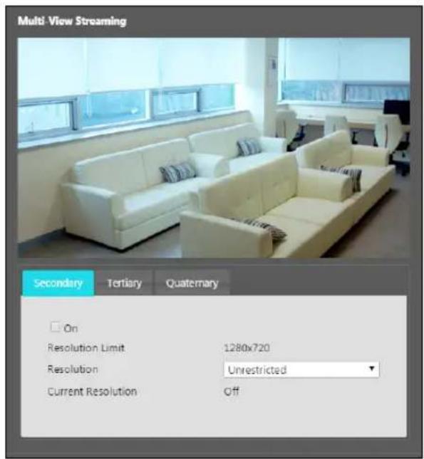 Multi-View Streaming Secondary Tertiary Quaternary On Resolution Limit 1280x720 Resolution Unrestricted Current Resolution Off