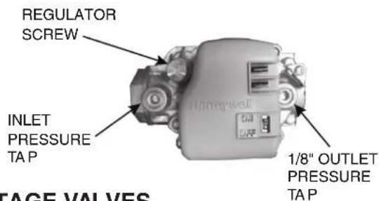 REGULATOR SCREW INLET PRESSURE TAP 1/8" OUTLET PRESSURE TAP TAGE VALVES