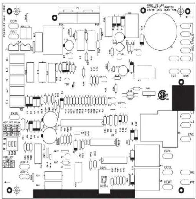 Electrical schematic diagram with labeled components including resistors, capacitors, inductors, and integrated circuits