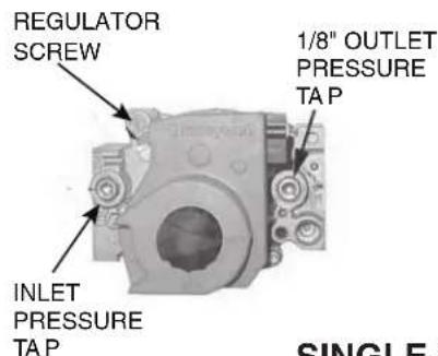 REGULATOR SCREW INLET PRESSURE TAP 1/8" OUTLET PRESSURE TAP SINGLE-