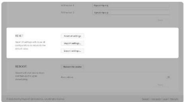 RESET Reset all settings will choose all configurations to return to the default value. Reboot Reset all settings Import settings... Export settings... Reboot the basic Auto buttons © 2015 New York Times (C:\Users\Projects\Local\Projects\Windows) Reset! Choose! Local! Values!