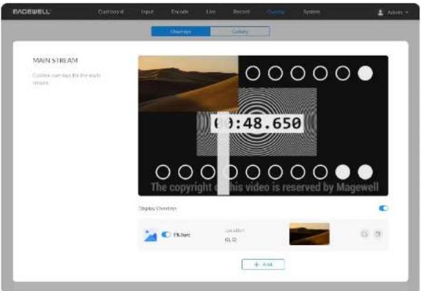 RAGEWELL Customs all Input Encode Live Record Cography Systems Main STREAM Customs all the main stream 0:48.650 The copyright of this video is reserved by Magewell Display Checkings Picture Satellite 01.02 + Add