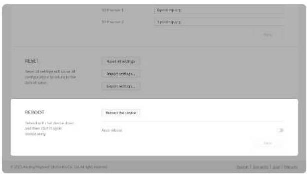 WIP version 1 WIP version 2 Open shipping Open shipping Reset Reset of settings will use all configuration to return to the default set. Reset of settings Import settings Export settings REBOOT Reboot the order Reboot what device does and then start it again used only. Auto switch OK © 2023 Anno. May 2024 © 51-Aug 2024