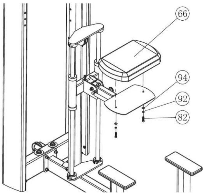 Technical diagram of a vertical lifting device with numbered components and labeled parts