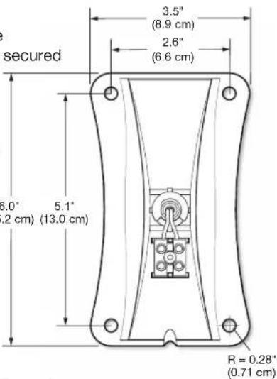 secured 3.5" (8.9 cm) 2.6" (6.6 cm) 6.0" (13.0 cm) 5.1" (2 cm) R = 0.28" (0.71 cm)