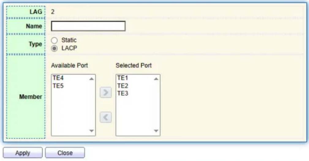 AIRLIVE WEB-10TX408 - Edit Link Aggregation Group - 1