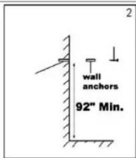 wall anchors 92" Min.