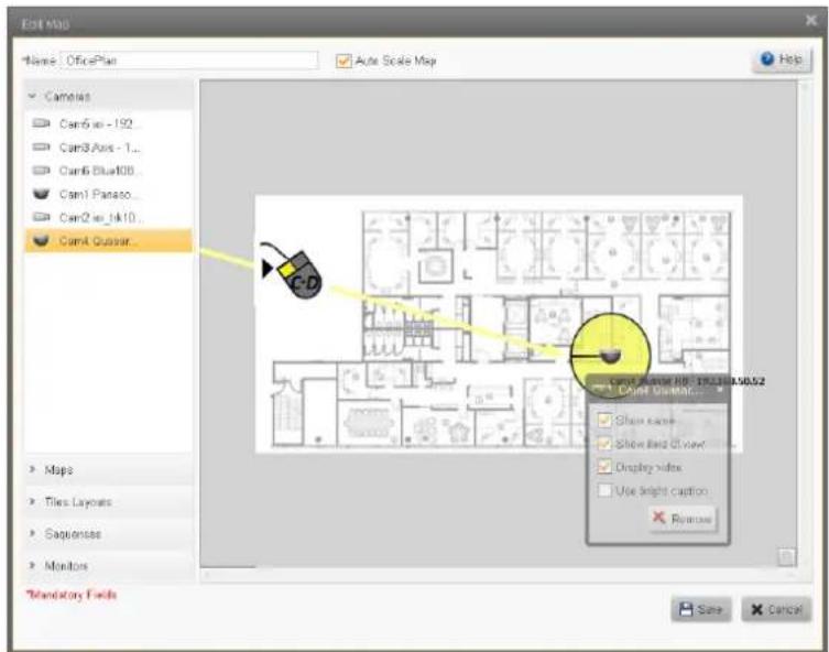 Edit Map Name Office Plan Auto Scale Map Help Camera Cam6-ax - 192 Cam3.Ans - 1... Cam6 Blue108 Cam1 Panaco Cam2 ax_hk10... Cam4 Quaser... C-C Cam4 Quaser H0 - 192.110 A50.52 C-1000000000000000000000000000000000000000000000000000000000000000000000000000 Maps Tiles Layouts Sequences Monitors Translatory Fields Save Cancel