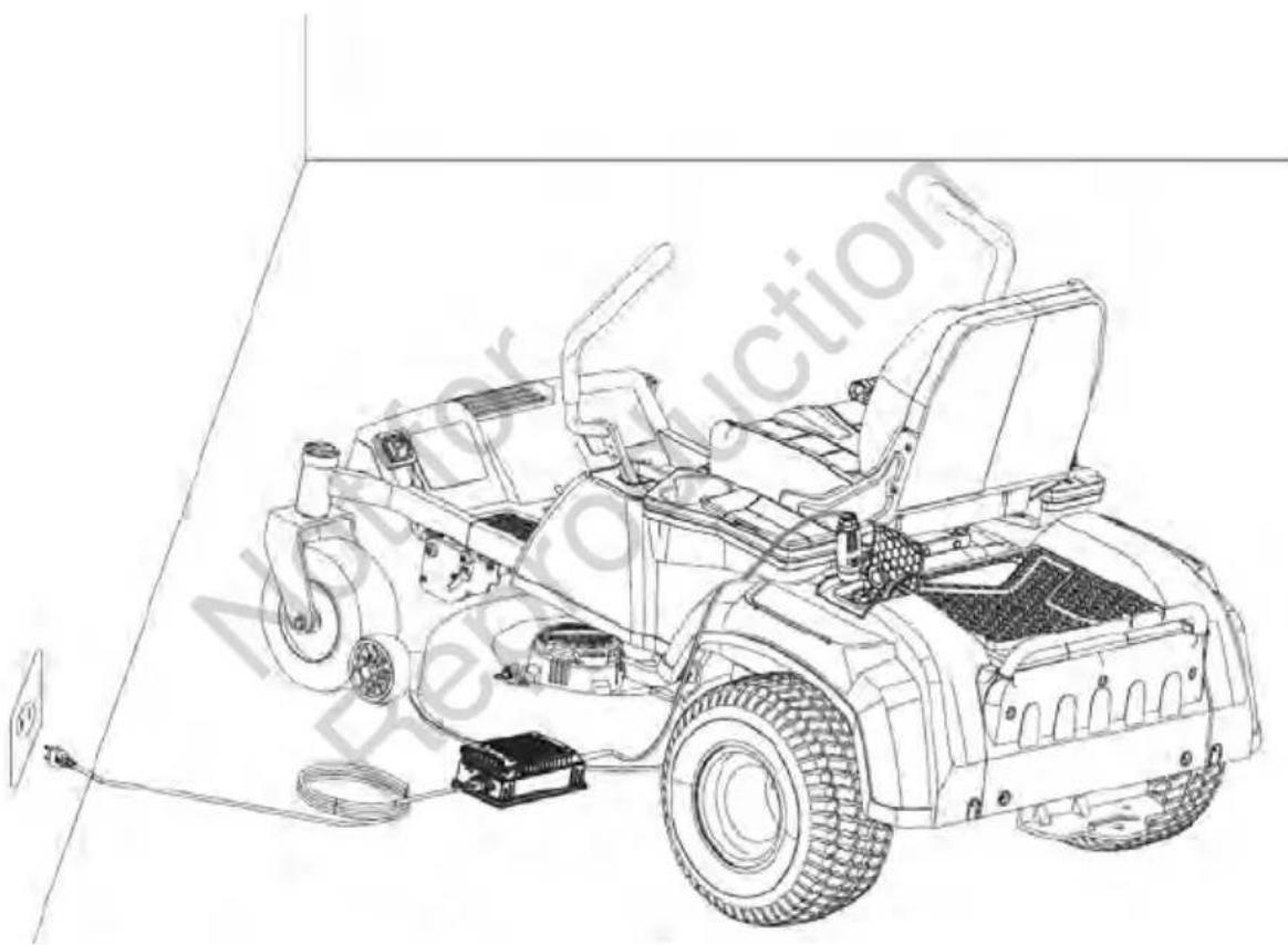 Victa E-ZTR 2692062 - Charging the battery via charging port. - 2
