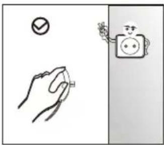 Diagram showing hand gesture with checkmark and a robot holding a button, alongside a separate panel with a checkmark and a robot.
