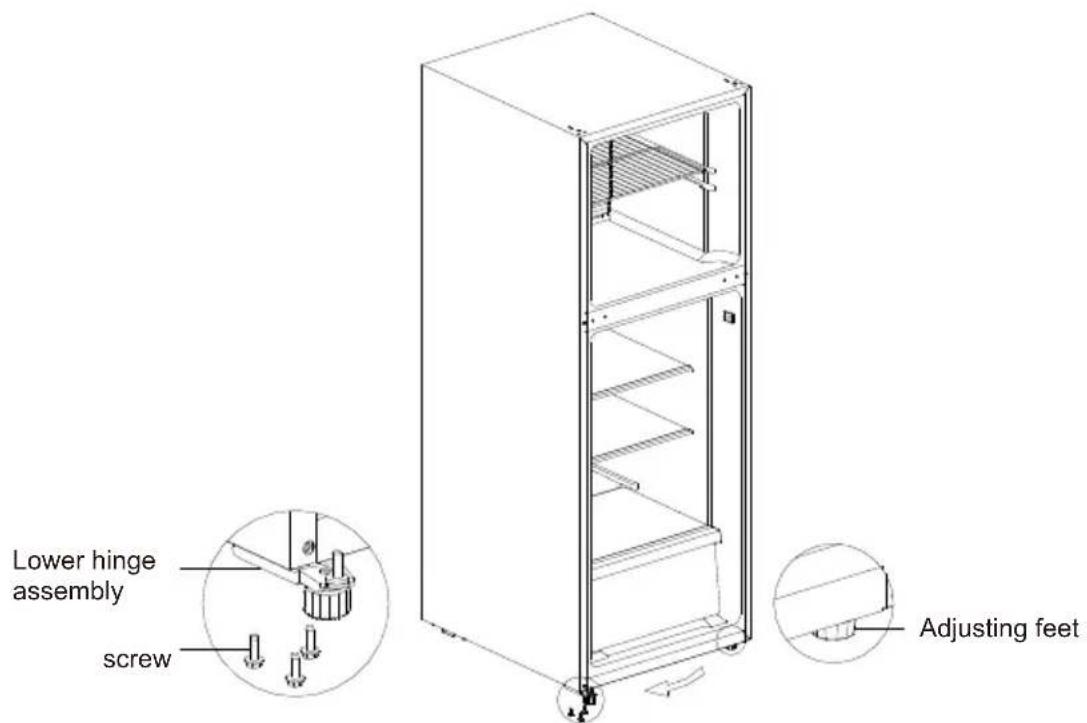 Lower hinge assembly screw Adjusting feet