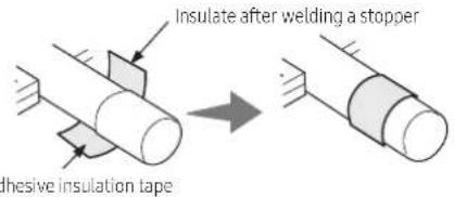 Insulate after welding a stopper Adhesive insulation tape