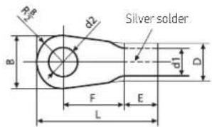 R2 d2 Silver solder B F E L d1 D