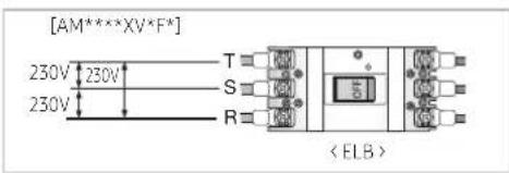 [AM* * * * XV* F*] 230V 230V 230V T S R < ELB >
