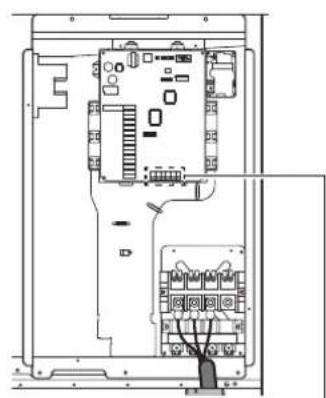 Technical diagram of an electronic device interior with labeled components and wiring connections