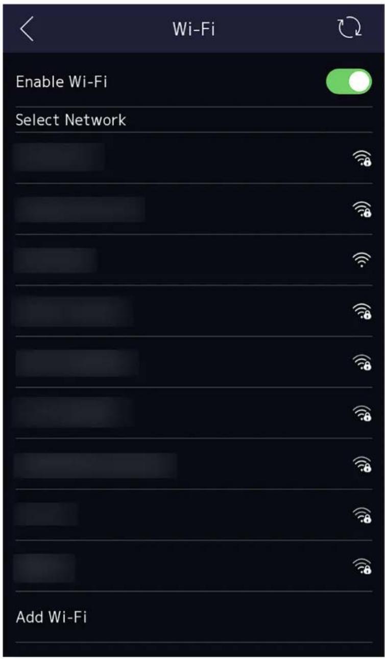 Wi-Fi Enable Wi-Fi Select Network Add Wi-Fi