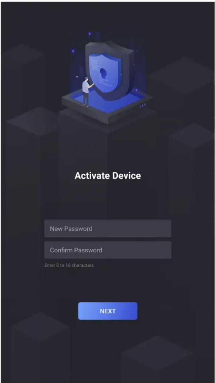 Activate Device New Password Confirm Password Enter 8 to 16 characters. NEXT