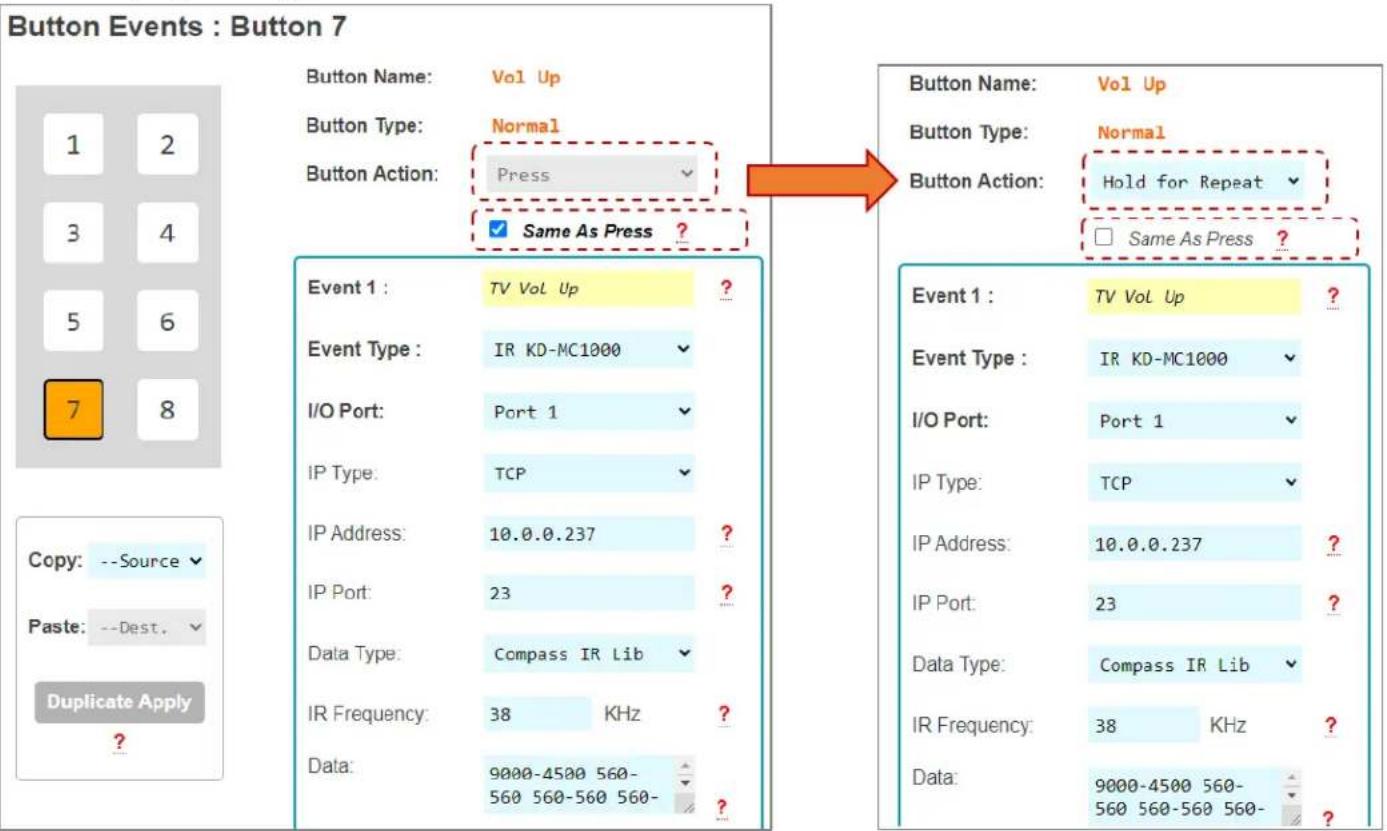 Key Digital KD-WP8-3 - Example 2: Hold for Repeat. - 2