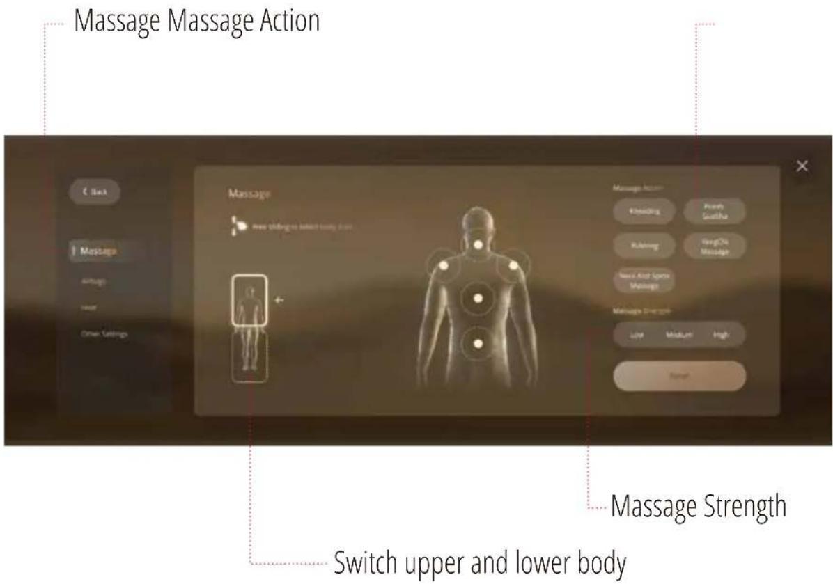 Massage Massage Action Massage free dosage selected body size Massage Action Reinancing Punch Swatcha Rushing WangDa Massage New Oral Spinal Massage Massage Strength Low Moderate High Lower Massage Strength Switch upper and lower body