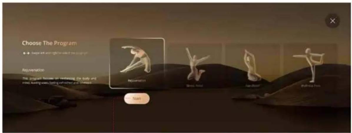 Choose The Program → Swing arm and right side of the program Rejuvenation This program focuses on reinforcing the body and joint, leading uses feeling refreshed and improved. Regeneration Sorea Roll Fare Roll Pulmon Pass Start