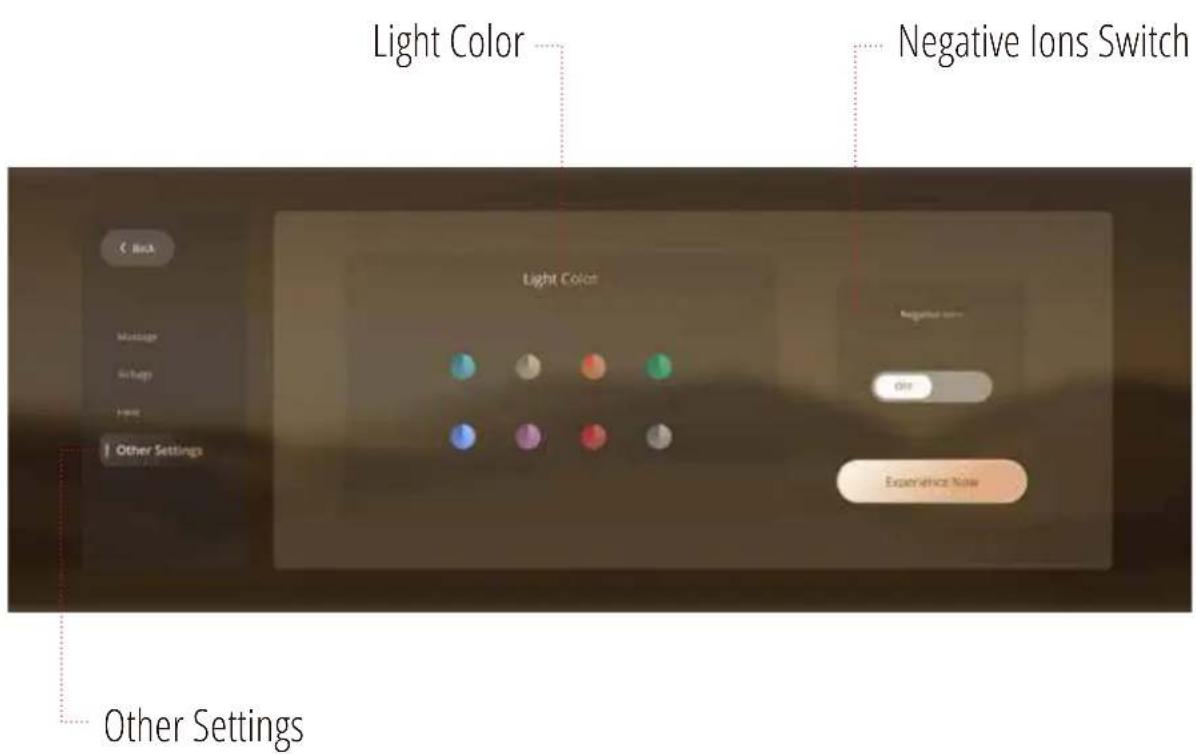 Light Color Negative Ions Switch Light Color Negative Ions 016 Experience Now Other Settings Other Settings