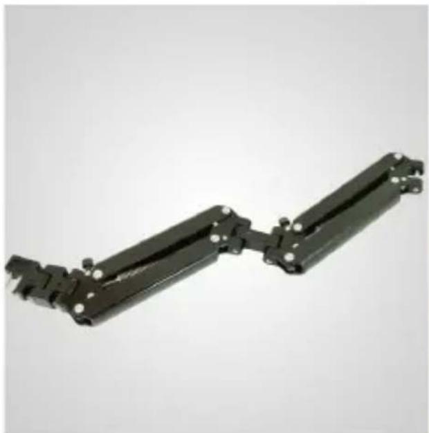 Mechanical linkage component with articulated joints and mounting holes (no text or symbols visible)