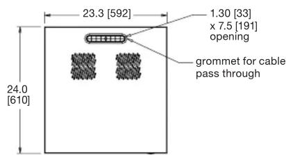 23.3 [592] 1.30 [33] x 7.5 [191] opening grommet for cable pass through 24.0 [610]