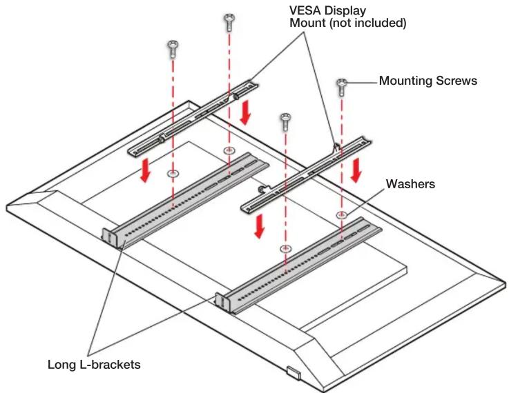 VESA Display Mount (not included) Mounting Screws Washers Long L-brackets