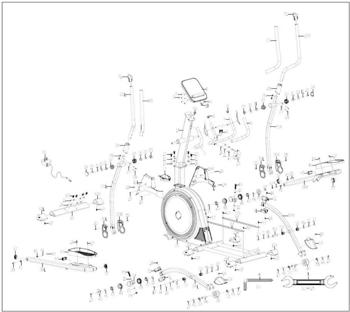 Technical diagram of a mechanical assembly with numbered components and labeled parts