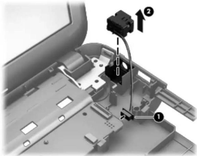 Diagram of a device's internal structure with labeled components and directional arrows indicating assembly or connection.