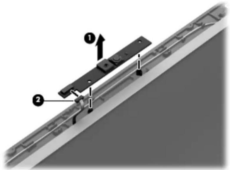 Technical diagram showing a mechanical assembly with labeled parts 1 and 2, likely illustrating a rail or track system.