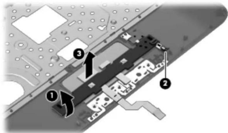Diagram of an electronic circuit board with numbered components and directional arrows indicating flow or movement.