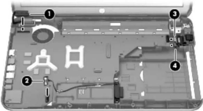 Laptop interior diagram with numbered annotations indicating component locations
