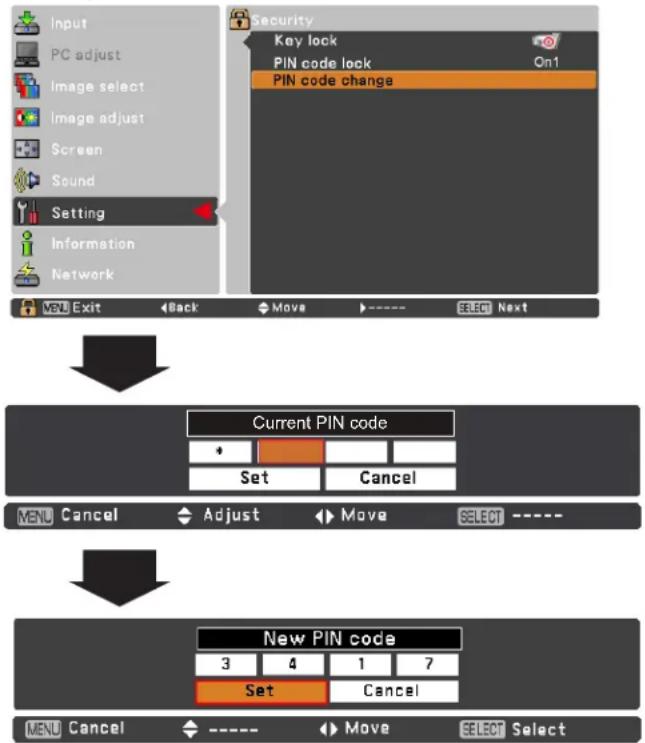 VIEWSONIC PJL6233 - Change the PIN code - 2