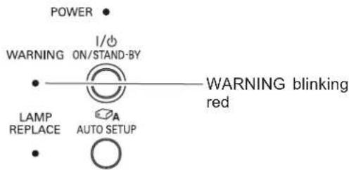 POWER WARNING ON/STAND-BY LAMP REPLACE AUTO SETUP I/O WARNING blinking red