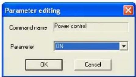 Parameter editing Command name Power control Parameter ON OK Cancel