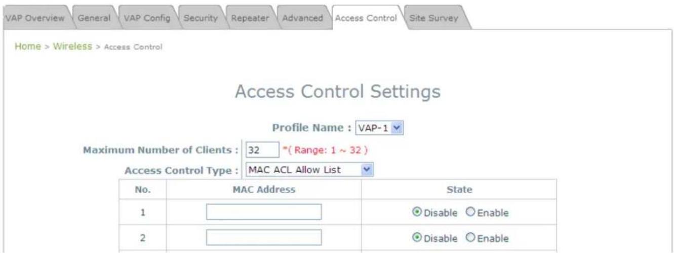 LEVELONE EAP-200 - Step 3: Configuring MAC ACL (Access Control List) - 2
