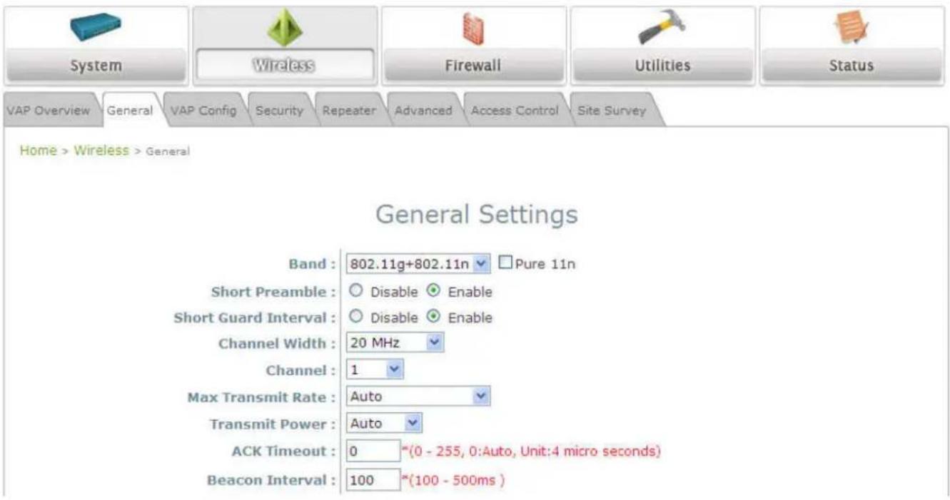 LEVELONE EAP-200 - Step 3: Configure the AP's Wireless General Settings - 1