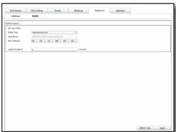 Hardware Recording Event Backup Network System Interface BONS BONS Property: Use BONS BONS line: electromagnetic net Load Name: www.bons.org/bons.org MAC ADDRESS: 00 09 21 89 33 65 Update Address: Minutes BONS Text Apply