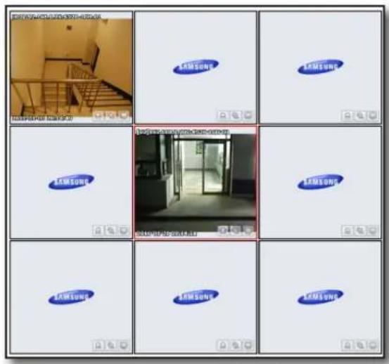 Image grid showing Samsung brand logos in a 3x4 layout with room photos and UI buttons