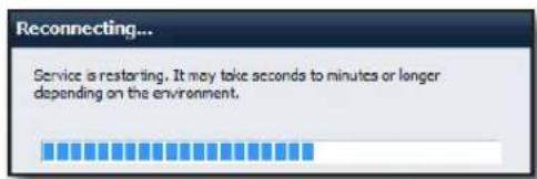 Reconnecting... Service is restarting. It may take seconds to minutes or longer depending on the environment.