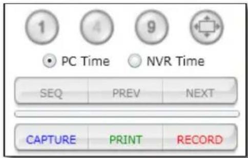 1 4 9 PC Time NVR Time SEQ PREV NEXT CAPTURE PRINT RECORD