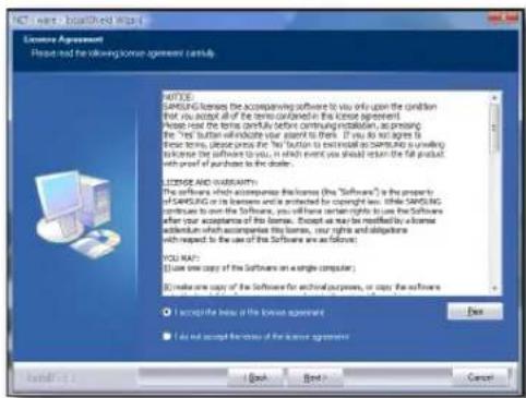 License Agreement Please need a book or related to the following license agreement: Any U.S. NOTICE: SAMSUNG licenses the accompanying software to you only upon the condition that you accept all of the terms contained in this license agreement Please note that the terms continue before, continuing installation, or applying the "Yes" button will indicate your proof to think. If you do not agree to these terms, please press the "No" button to include all SAMSUNG is willing to license the software to you, in which event you should return the full product with proof of purchase to the dealer. LICENSED AND WARRANTY: The software which accompanies this business (the "Software") is the property of SAMSUNG or its license and is prohibited by copyright law. While SAMSUNG continues to own the Software, you will have certain rights from the Software when your acceptance of this business. Should you be notified by a license and/or which accounts this business, your rights and obligations with respect to the use of the Software are as follows: YOU MAP: [Use one copy of the Software on a single computer] [Make one copy of the Software for archival purposes, or copy the software] I accept the loss of the license agreement Do I did not accept the loss of the license agreement.