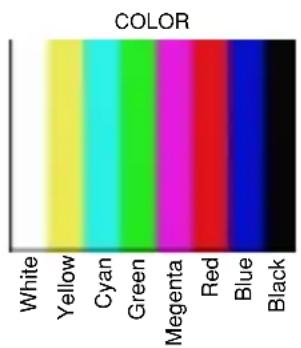 COLOR White Yellow Cyan Green Megenta Red Blue Black