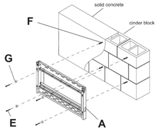 solid concrete cinder block F G E A