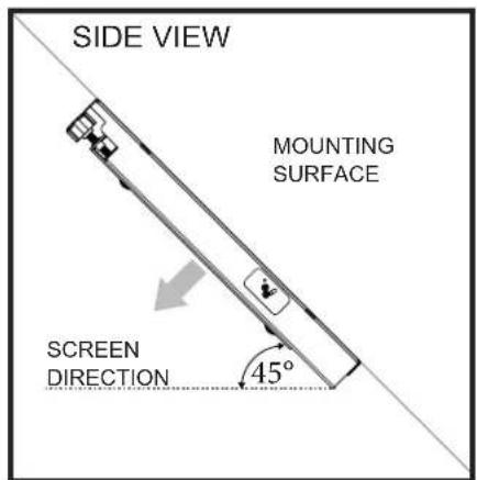 SIDE VIEW MOUNTING SURFACE SCREEN DIRECTION 45°