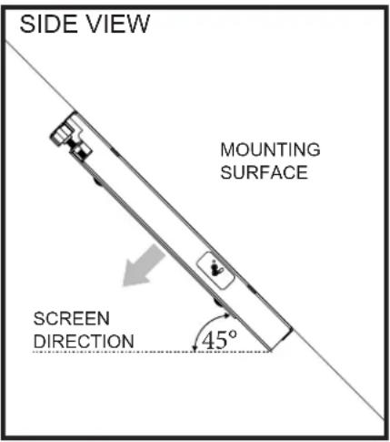 SIDE VIEW MOUNTING SURFACE SCREEN DIRECTION 45°