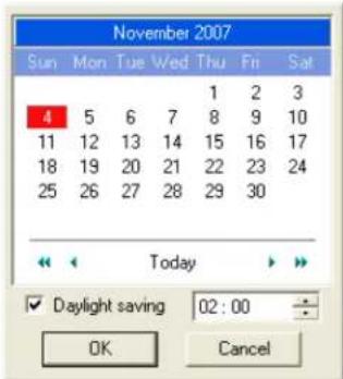 November 2007 Sun Mon Tue Wed Thu Fri Sat 4 5 6 7 8 9 10 11 12 13 14 15 16 17 18 19 20 21 22 23 24 25 26 27 28 29 30 Today Daylight saving 02:00 OK Cancel